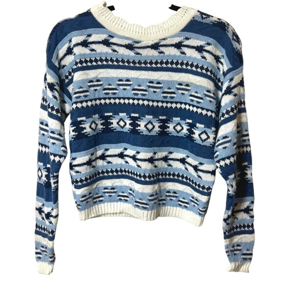 Vintage Granola Girl Jeans Wear 90s Blue Toned‎ Sweater - Picture 1 of 9